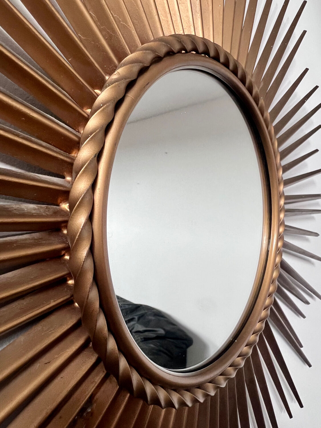 Old sun mirror in gold metal design from the 60s Chaty Vallauris