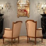 Pair of Louis XVI style walnut shepherdesses circa 1900