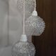 Suspension cascade three globes in cut glass vintage and pink wire