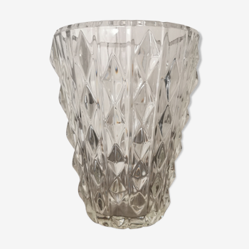 Vase en verre motif losange en relief