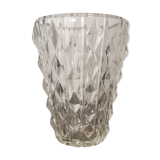 Glass vase diamond pattern in relief