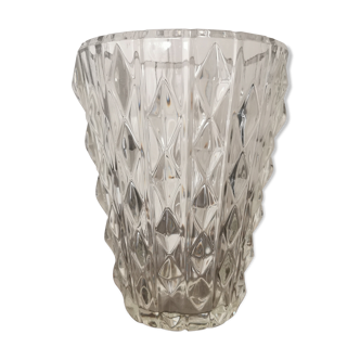 Vase en verre motif losange en relief