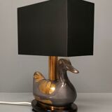 Vintage table lamp duck in pewter and gilded copper, patinated - 70s/80s - France