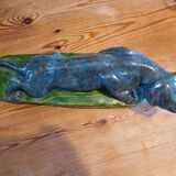 Blue and green Panther glazed ceramic