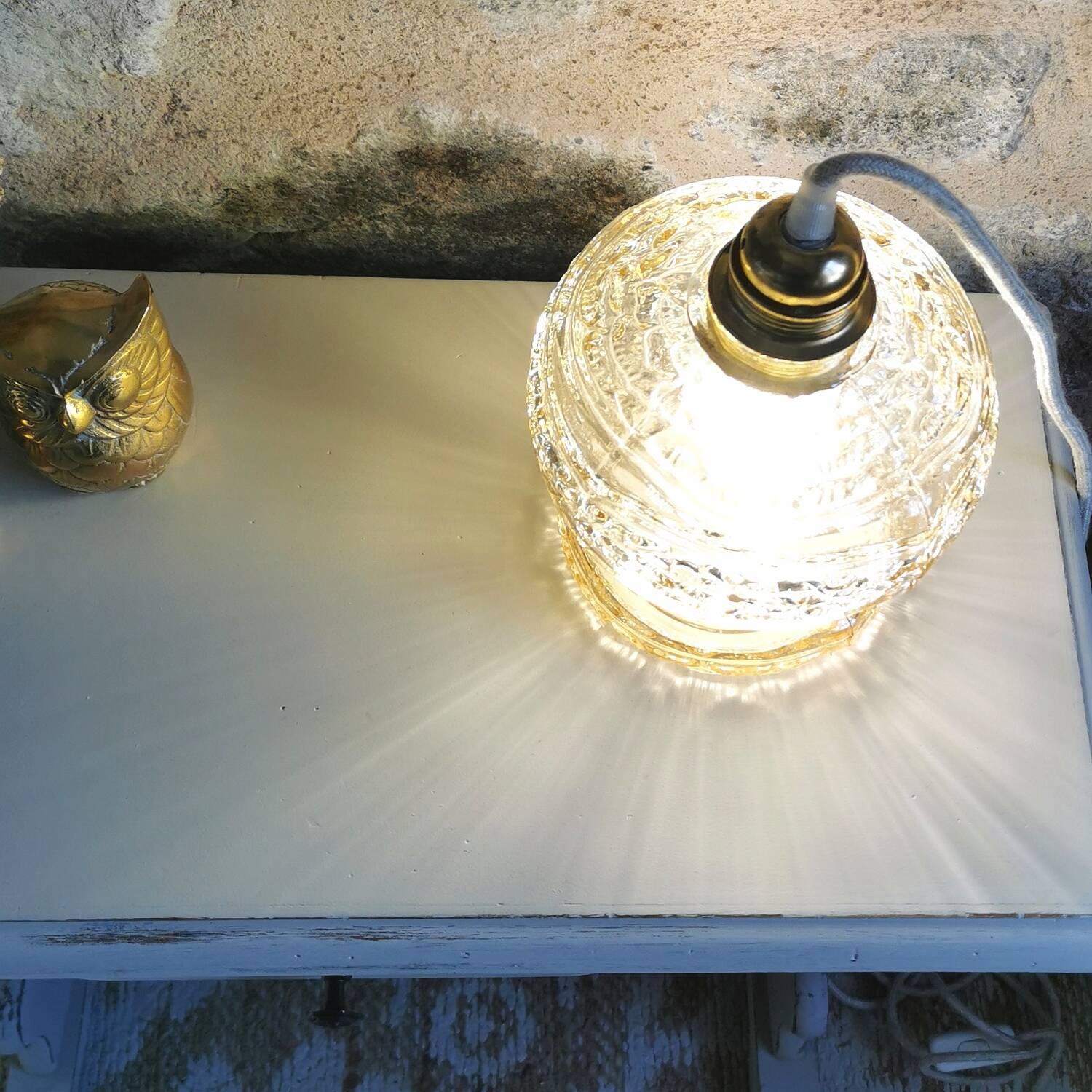 Vintage 60s portable lamp, linen cable.
