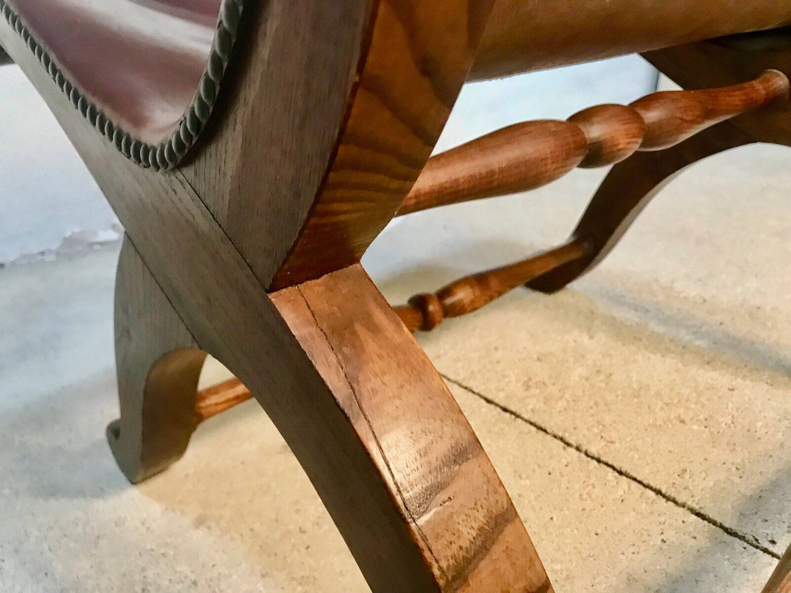 Set of 2 Spanish high-back leather slipper chairs by Pierre Lottier, 1950s