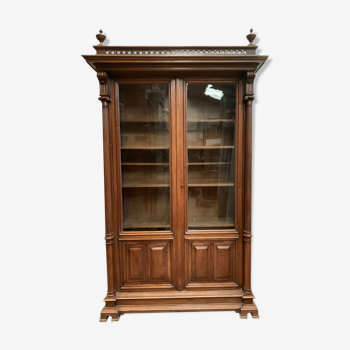 Showcase library in solid walnut Showcase Napoleon III XIX century