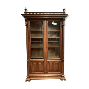 Showcase library in solid walnut Showcase Napoleon III XIX century