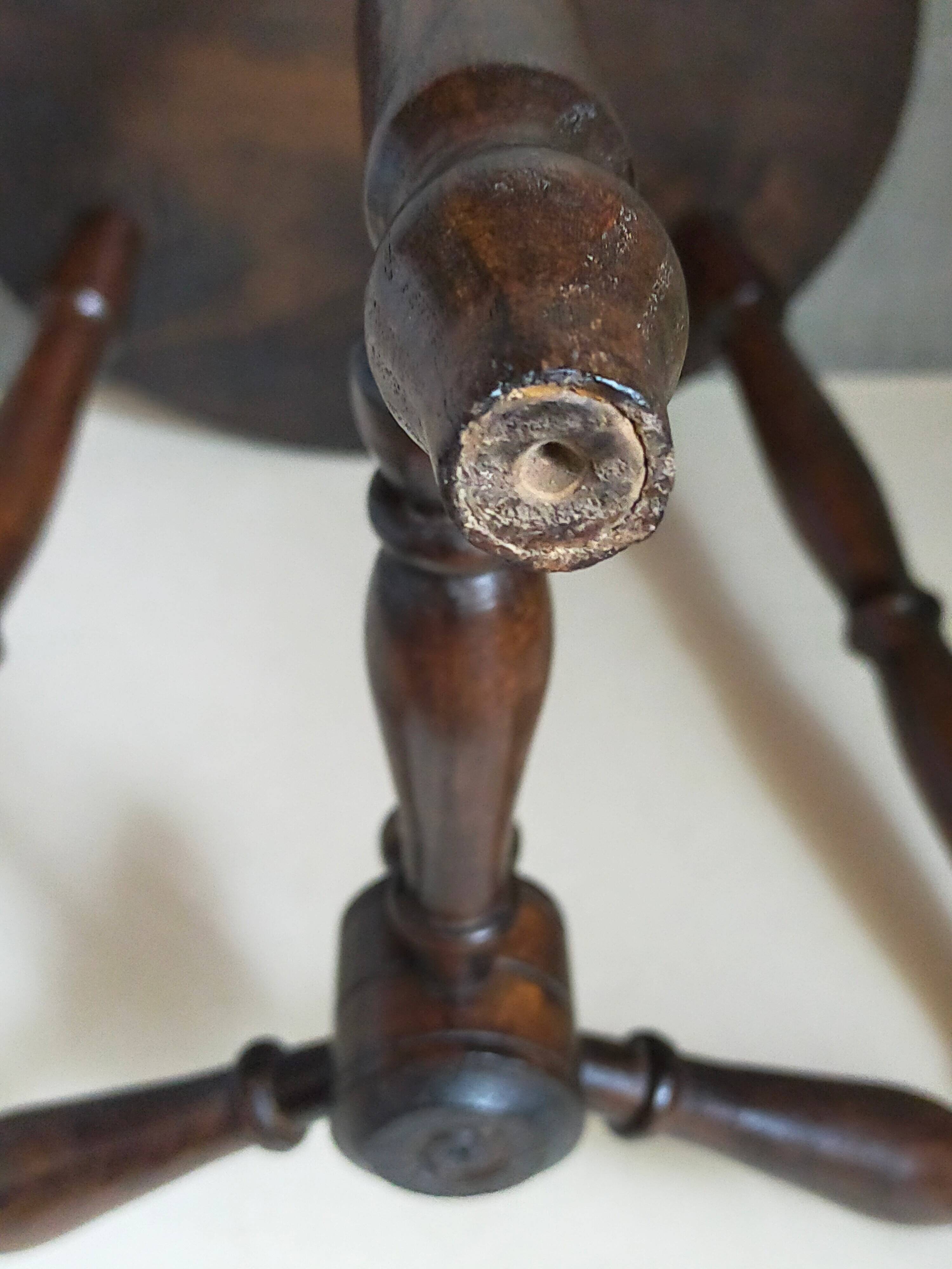 Vintage turned solid wood tripod stool