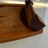 Plateau marqueterie en bois vintage - art déco
