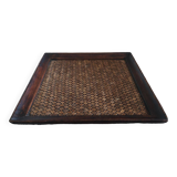 Tray in wood and woven rattan - 1st half of the 20th century