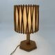 Rattan Table Lamp with Crosshatch Shade, Attributed to Louis Sognot,