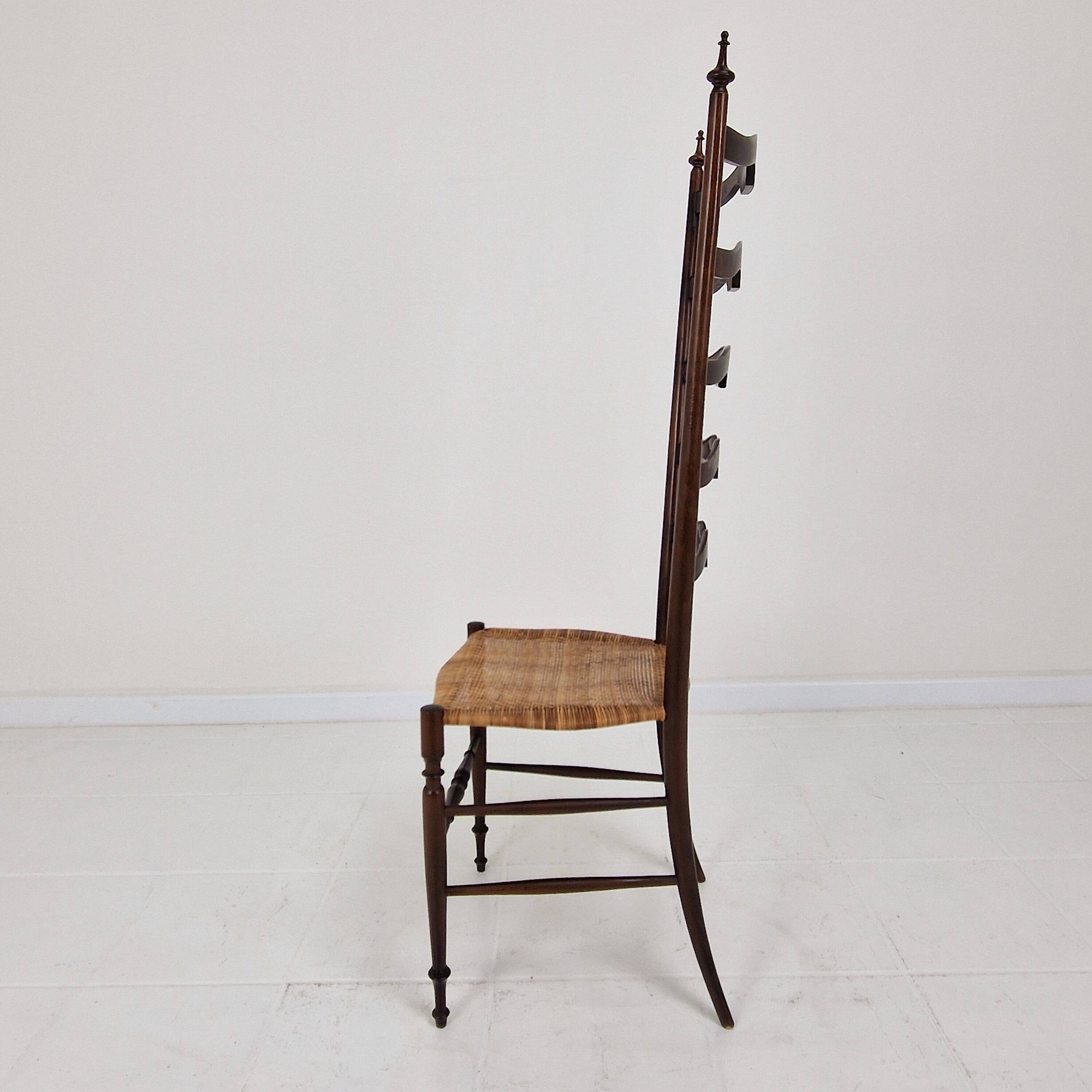 Mid Century High Back Chiavari Ladder Chair, Italy 1950's
