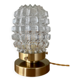 Vintage globe table lamp in transparent molded glass