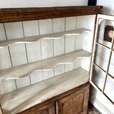 Buffet 2 corps vitré en bois, XIXème