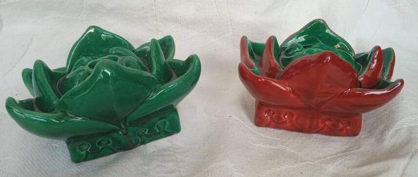 Pair of ceramic candle holders