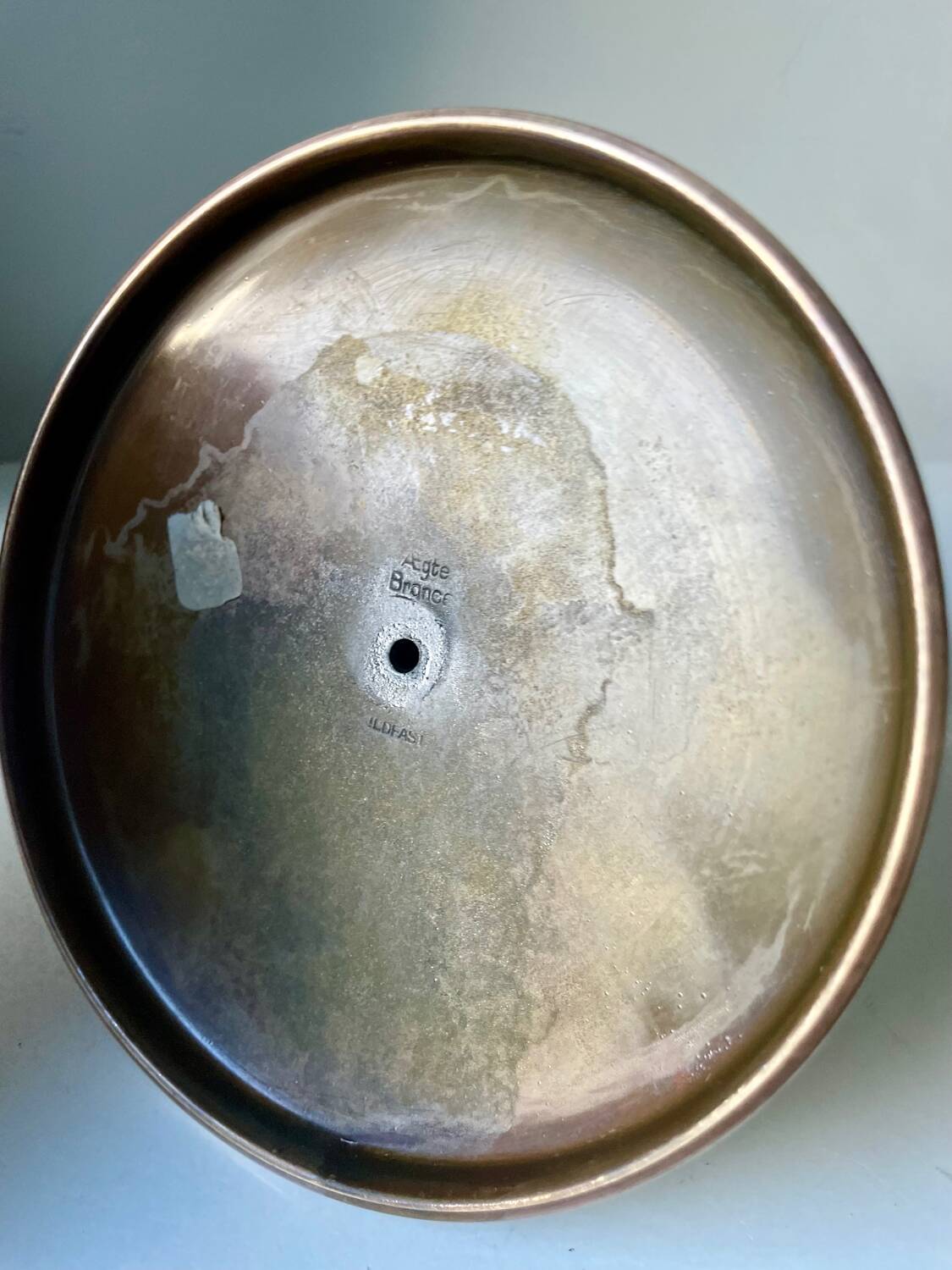 Scandinavian ART DECO candle holder in Bronze with verdigris patina