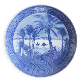 Assiette porcelaine bleu danemark scène désert