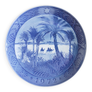 Assiette porcelaine bleu danemark scène désert