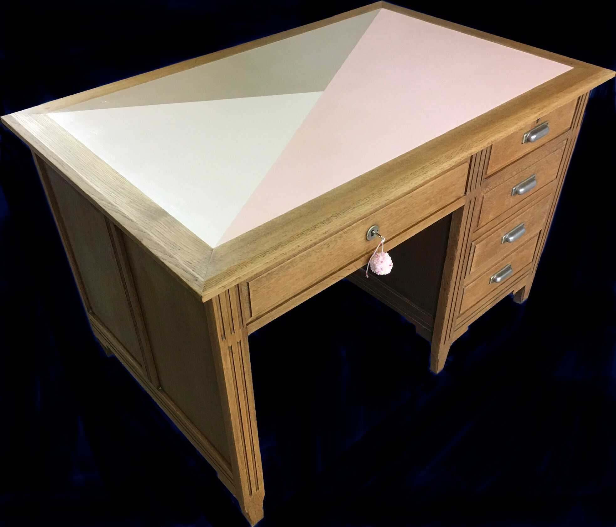 Renovated vintage administrative office with contemporary graphics