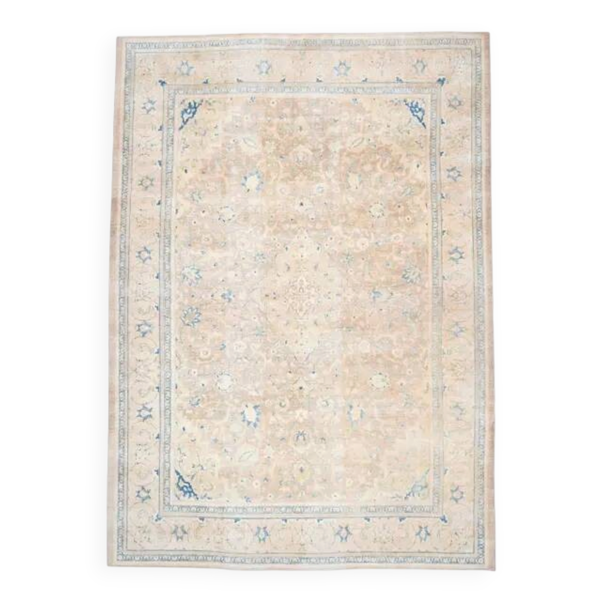 1970s Vintage Persian Handmade Wool Cotton Yellow Area Rug 280x381