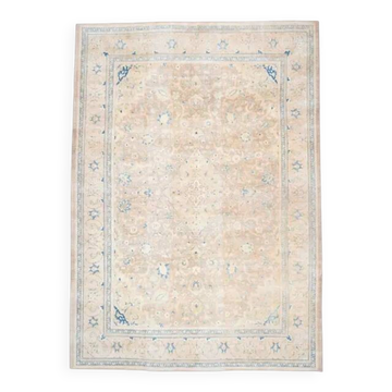 Tapis vintage persan fait main en laine et coton jaune des années 1970 280x381