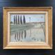 Tableau paysage fluvial aux cyprès