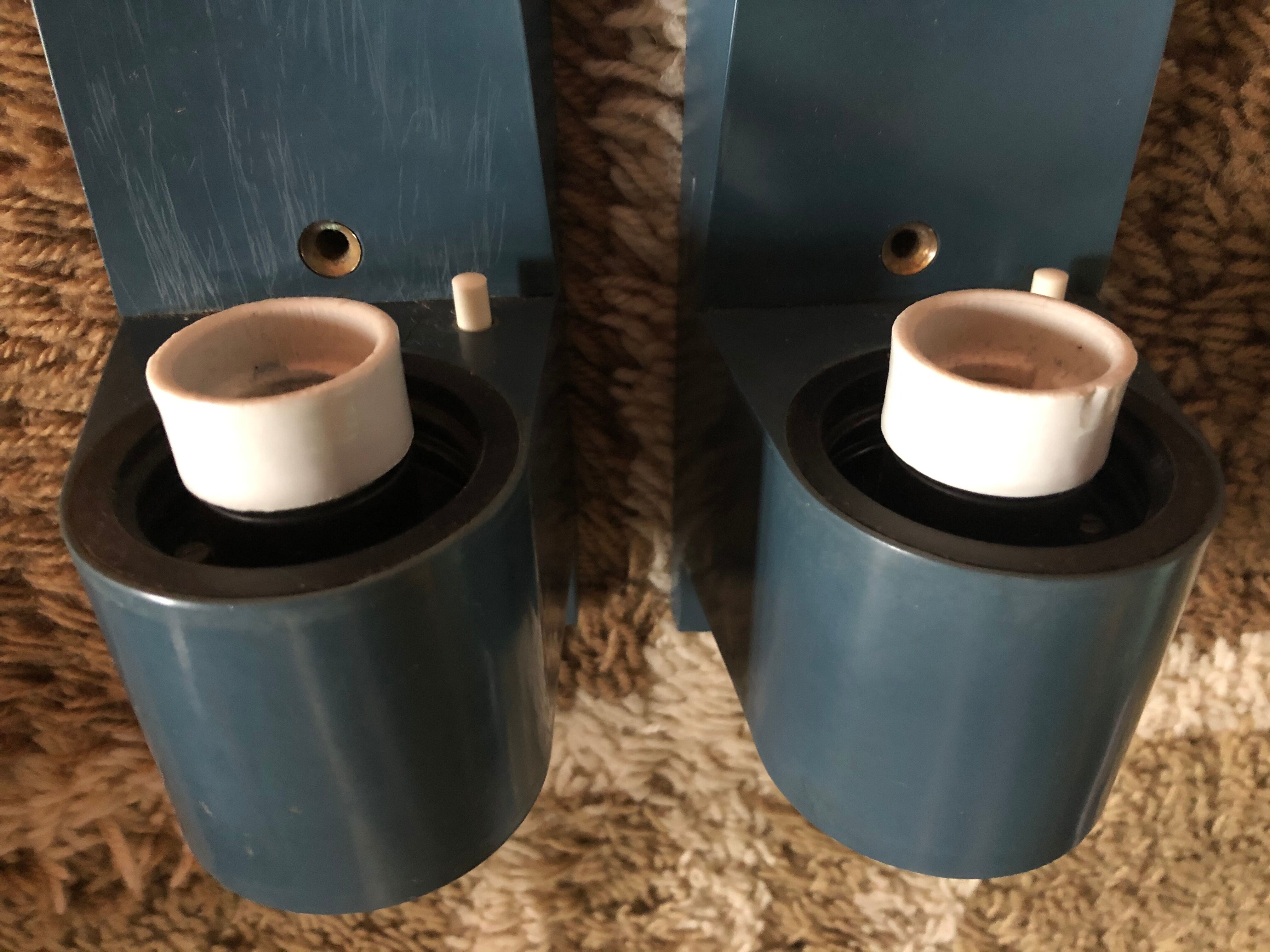 Pair of Bauhaus appliques in Bakelite and white opaline around 1950