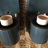 Pair of Bauhaus appliques in Bakelite and white opaline around 1950