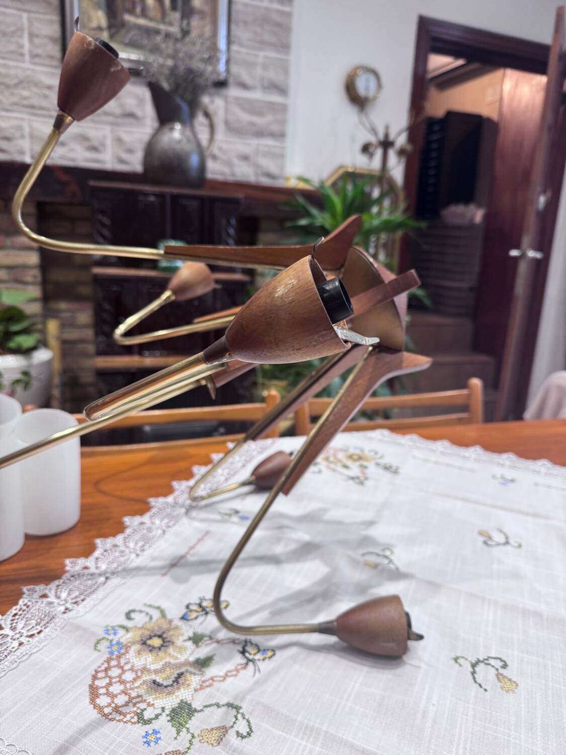 Vintage Scandinavian chandelier with 5 arms (1950s–60s)