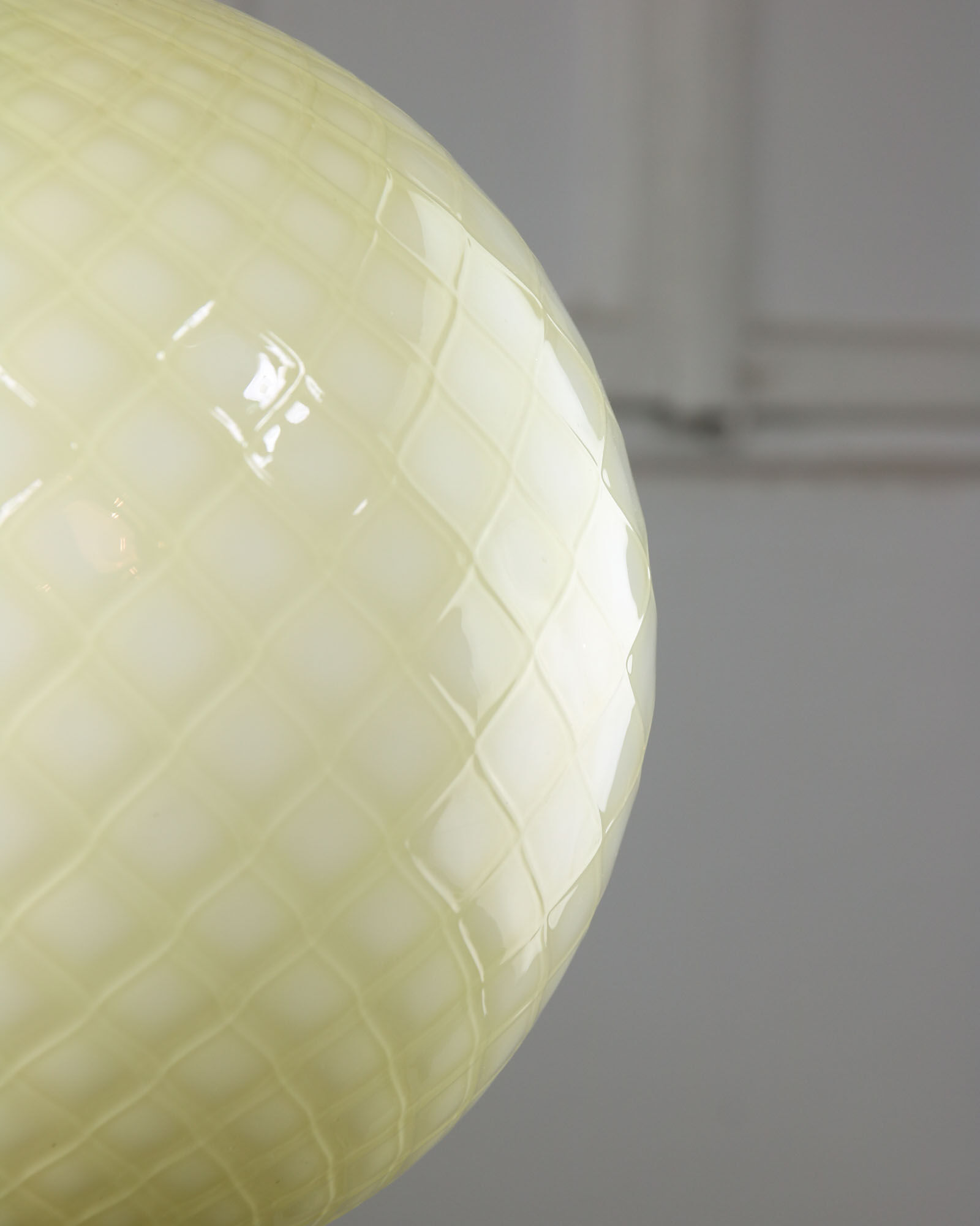 Mid-century Yellow & Brass Pendant Lamp