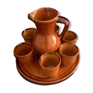 Pichet, plateau, 6 gobelets,