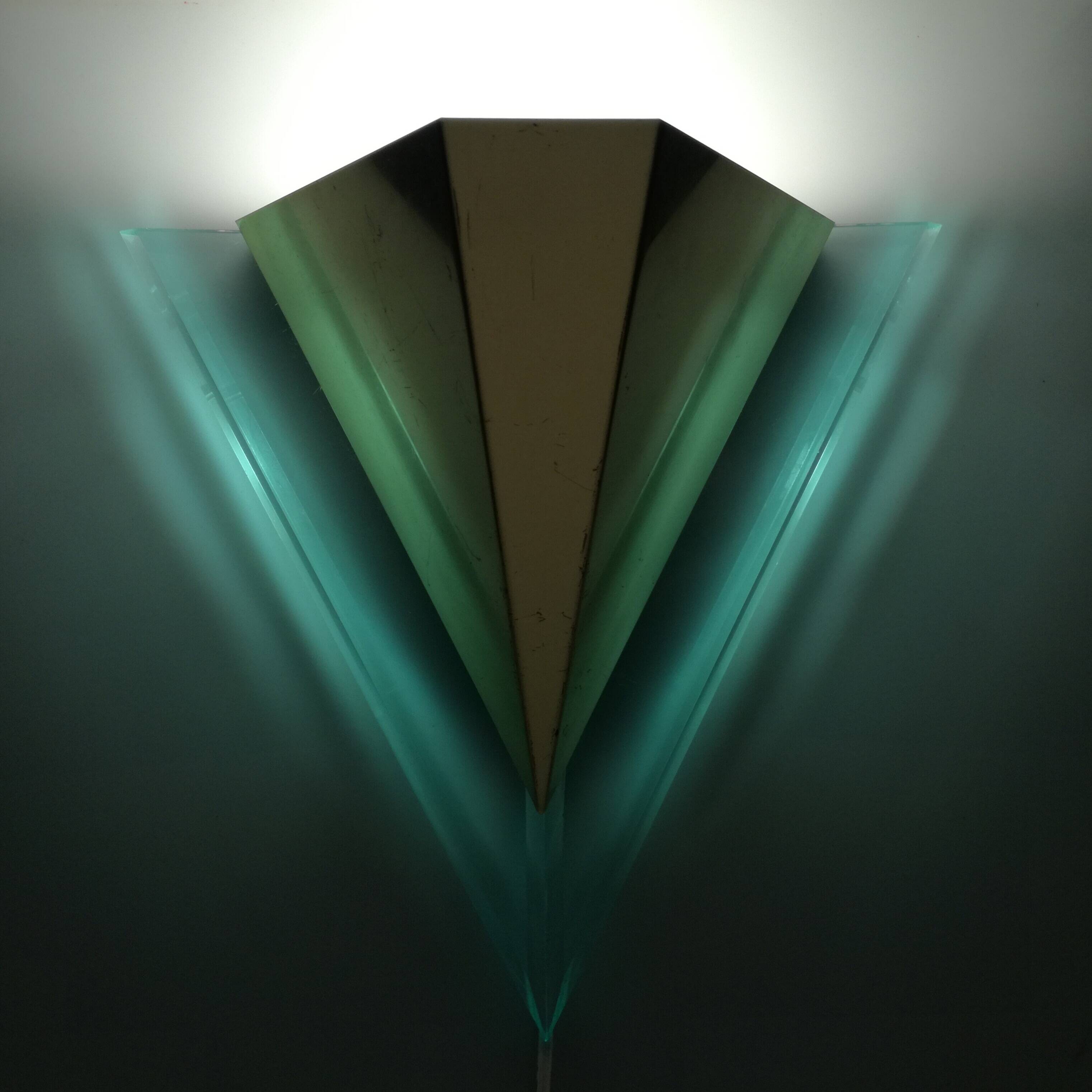 Post modern triangular brass wall light, 1990