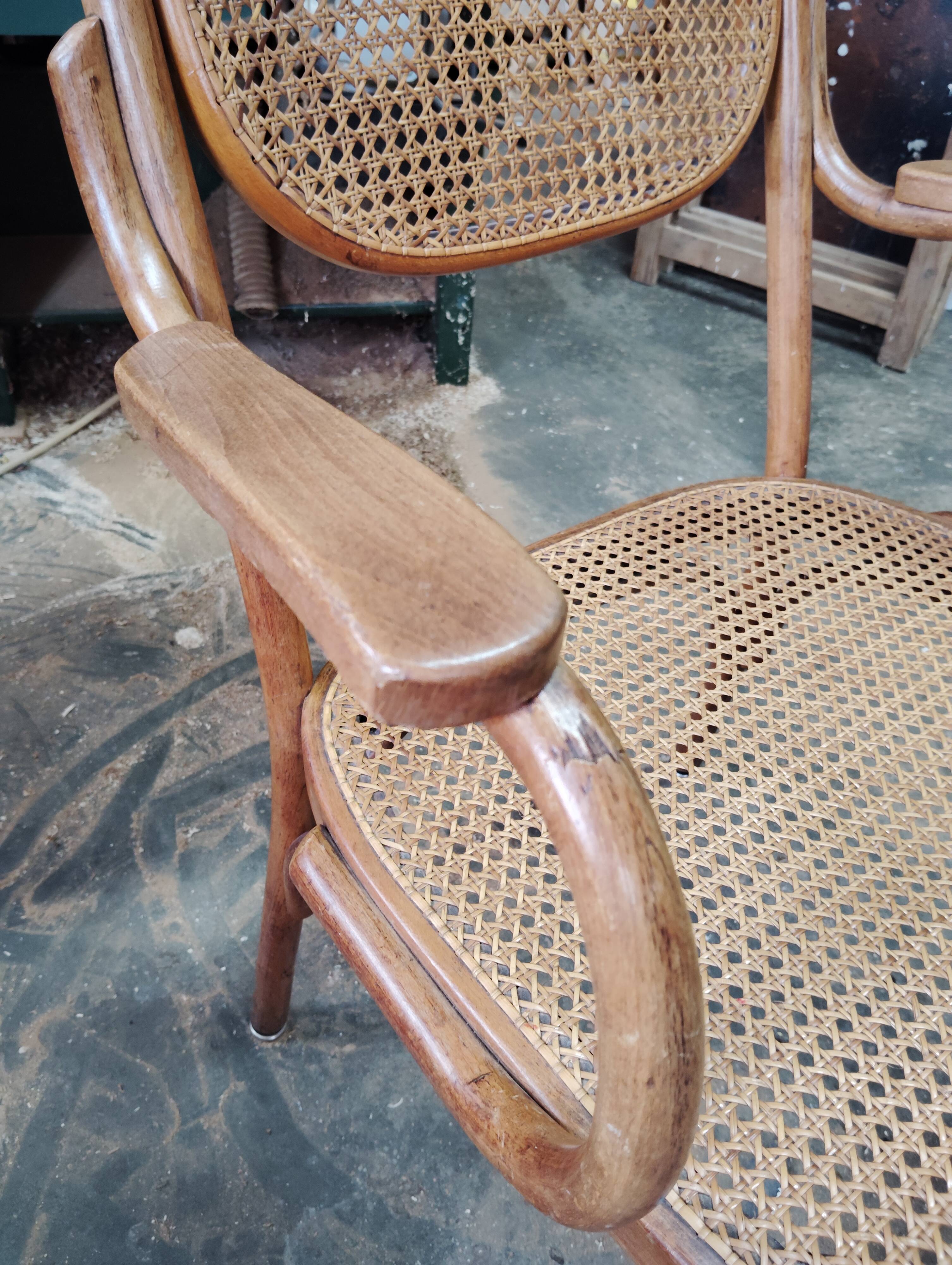 Bentwood and cane armchair attributed to Thonet.