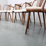 1960s Antonin Suman Set of Six Beech Dining Chairs, Restored