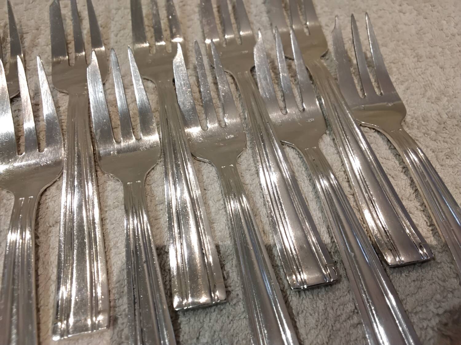 12 silver plated cake forks, goldsmith Argit, art deco style