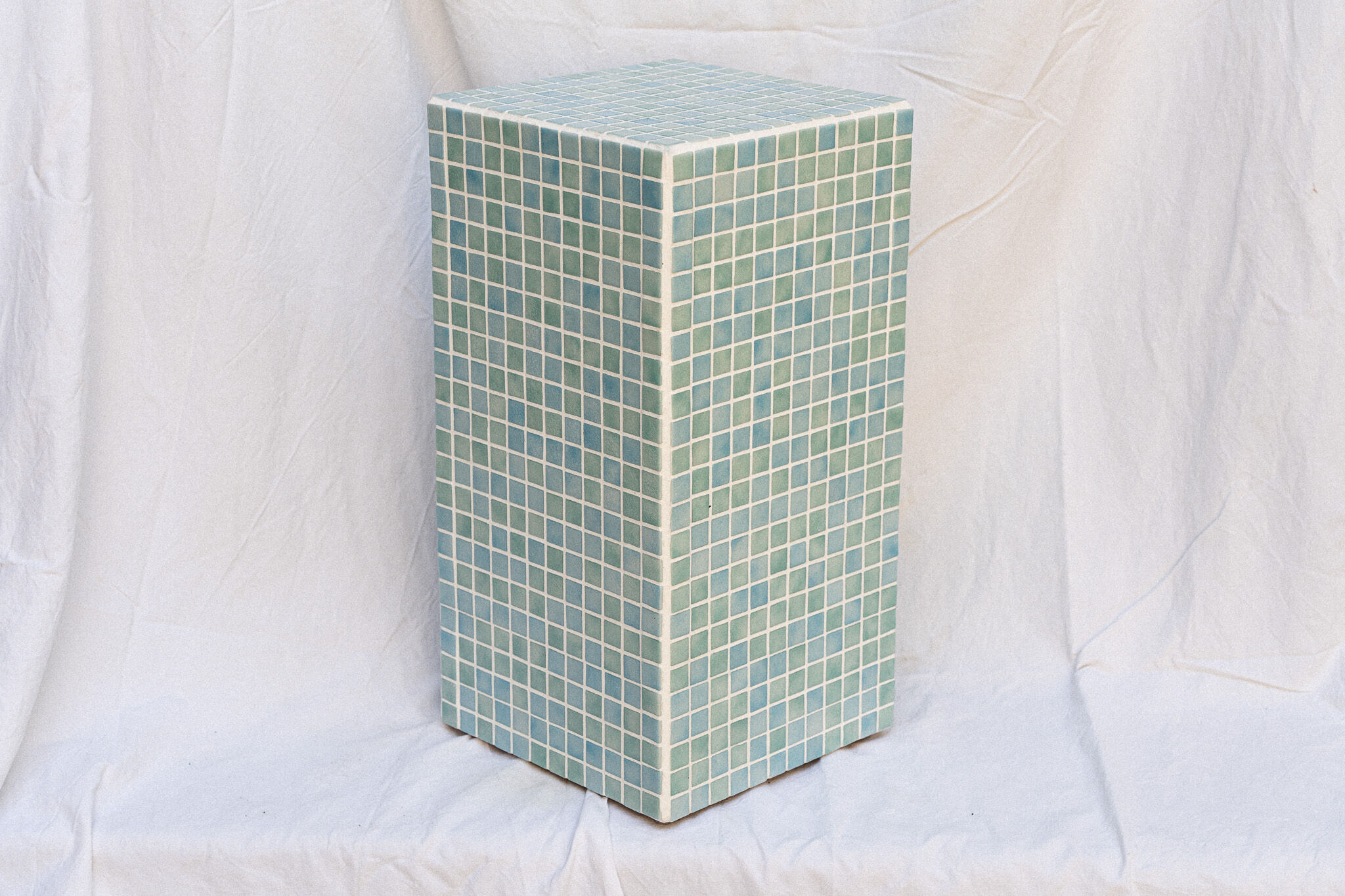 Blue/green column side table 64x32 cm