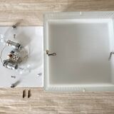 Square holophane ceiling light, industrial style, 1960s