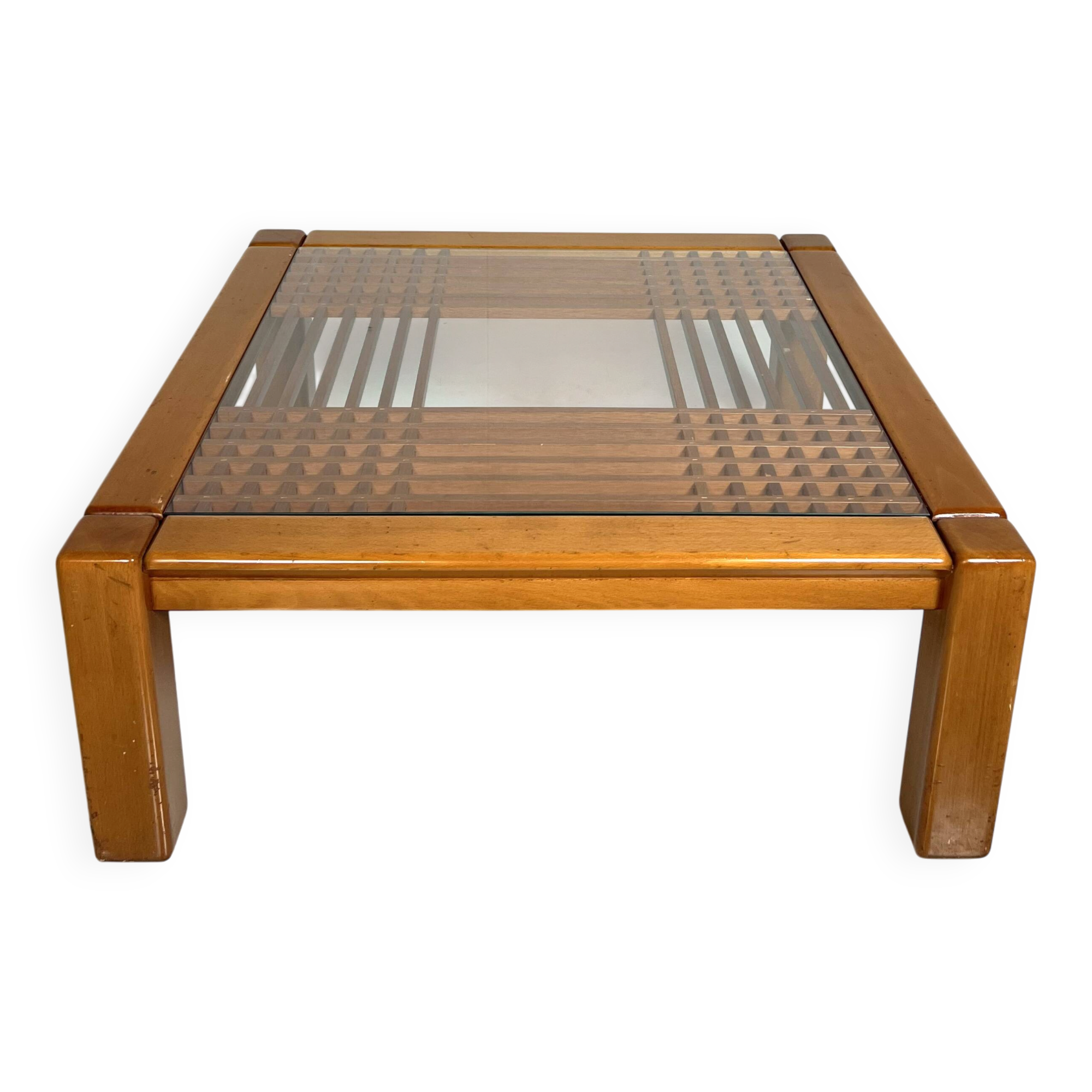 Mid-Century Coffee Table, Wood and Glass, Italy