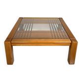 Mid-Century Coffee Table, Wood and Glass, Italy