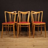 Italian Design Chairs In Exotic Wood And Faux Leather From 60s