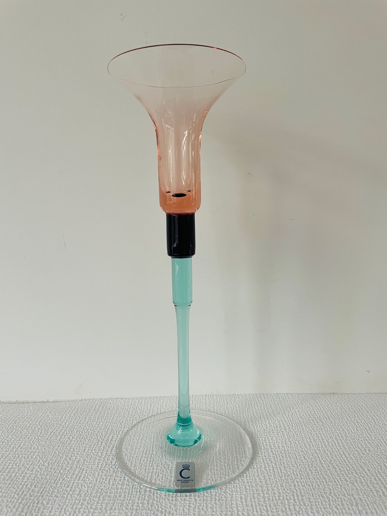 Design candleholder Christinenhütte Germany. Unique Design Cristinen Hütte. German glass.