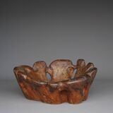 Sculptural Burl wood Low Lounge Chair. 1970s