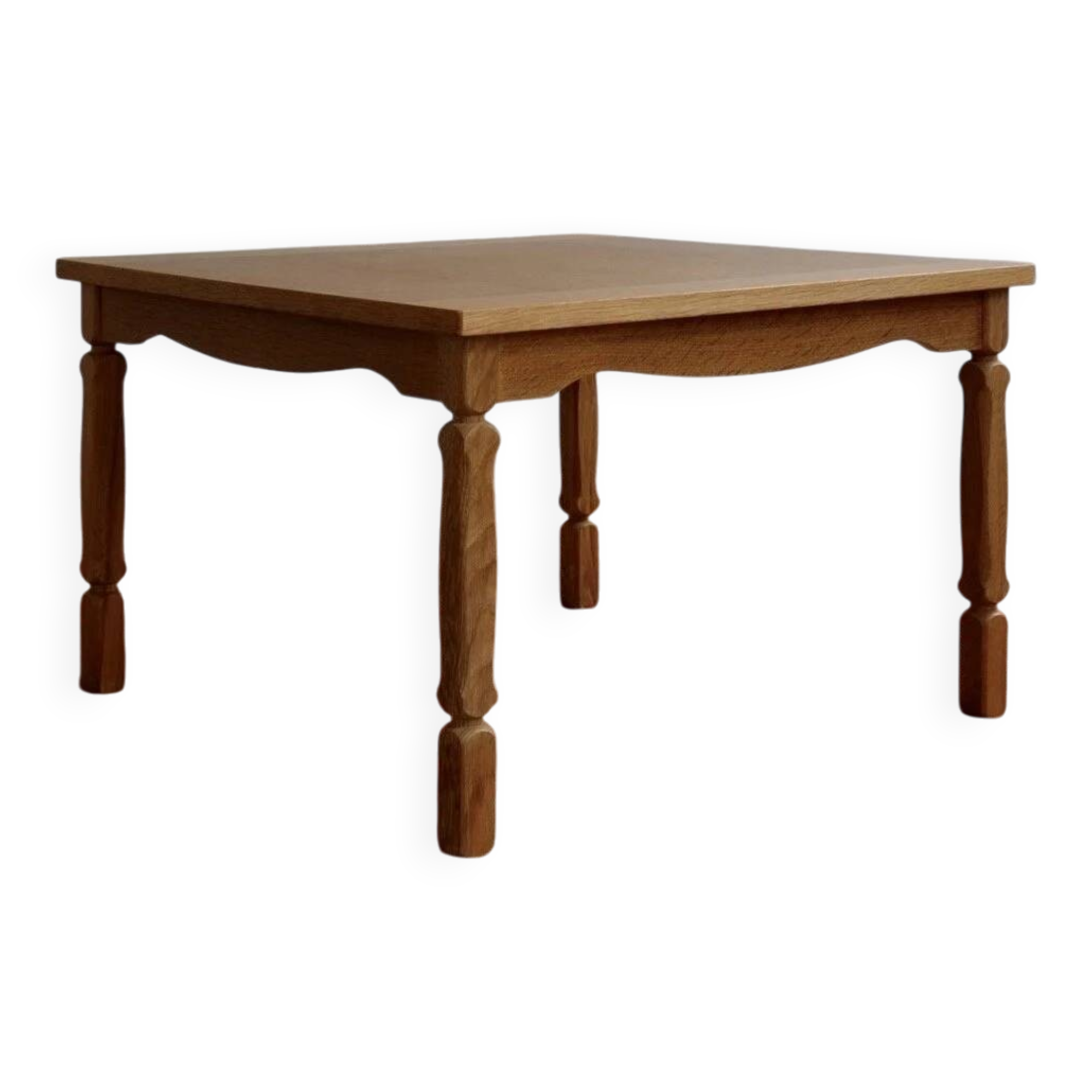 Carved oak square coffee table by Henning Kjaernulf | Denmark | 1950s