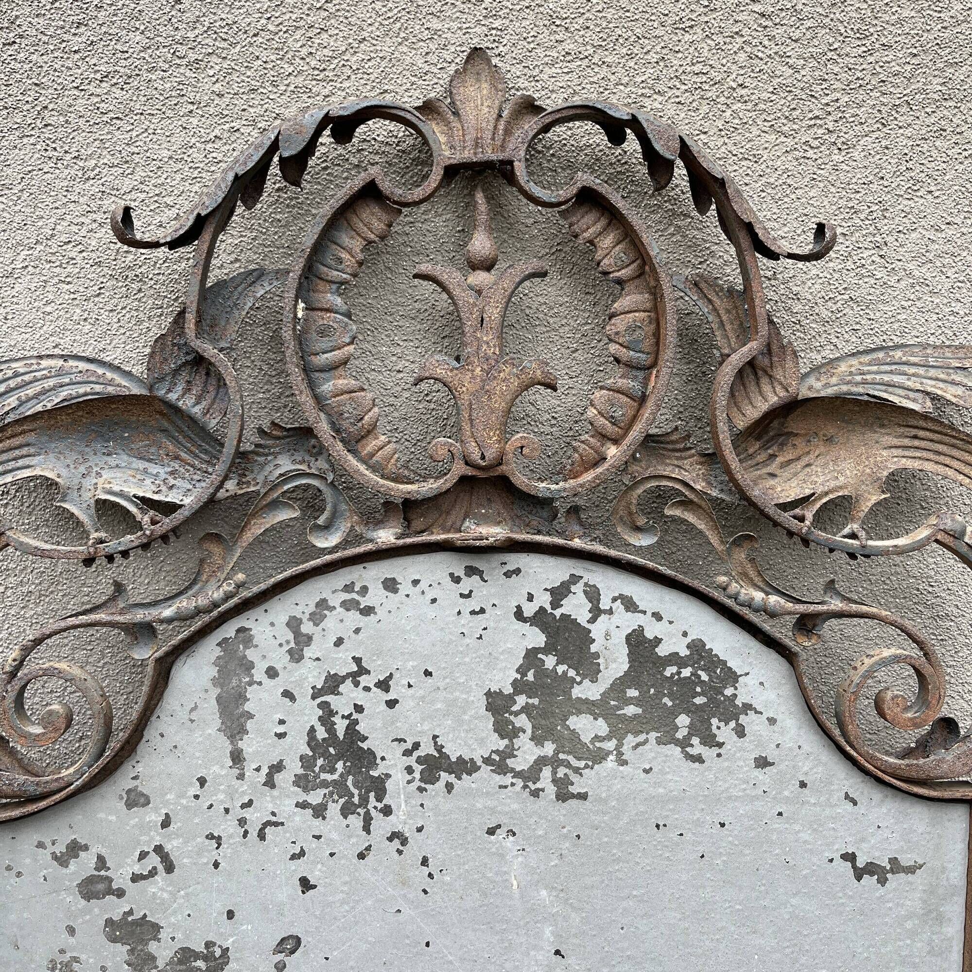 Art Deco wrought iron bird mirror in the style of Gilbert Poillerat, circa 1930