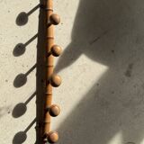 Large vintage wooden coat rack with 6 bamboo effect hooks L79