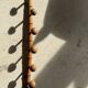 Large vintage wooden coat rack with 6 bamboo effect hooks L79