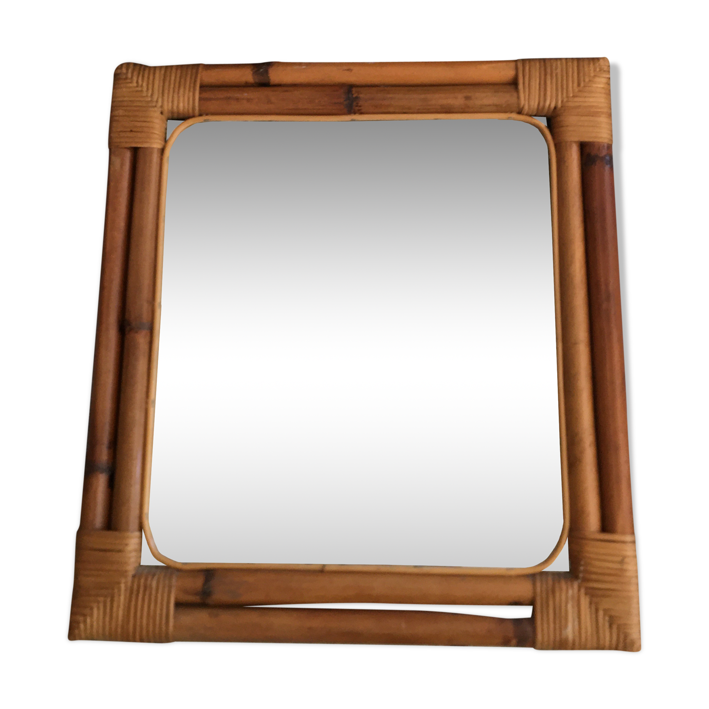 70s rattan mirror