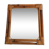 70s rattan mirror