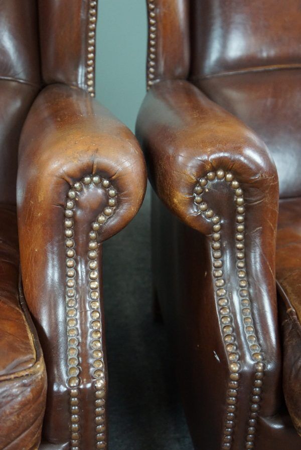 Set of two sheepskin armchairs